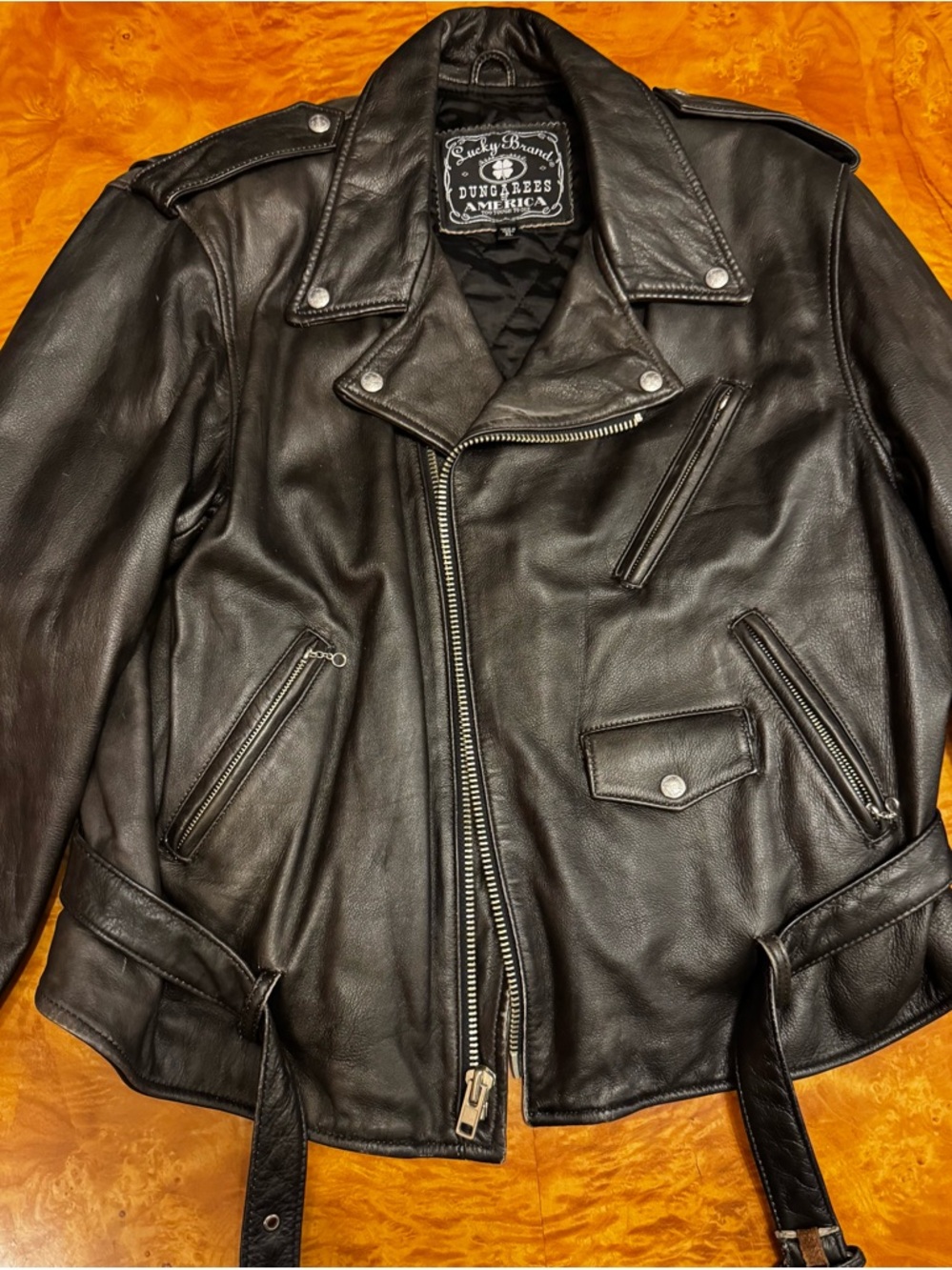 Black Leather Biker Jacket - Men's